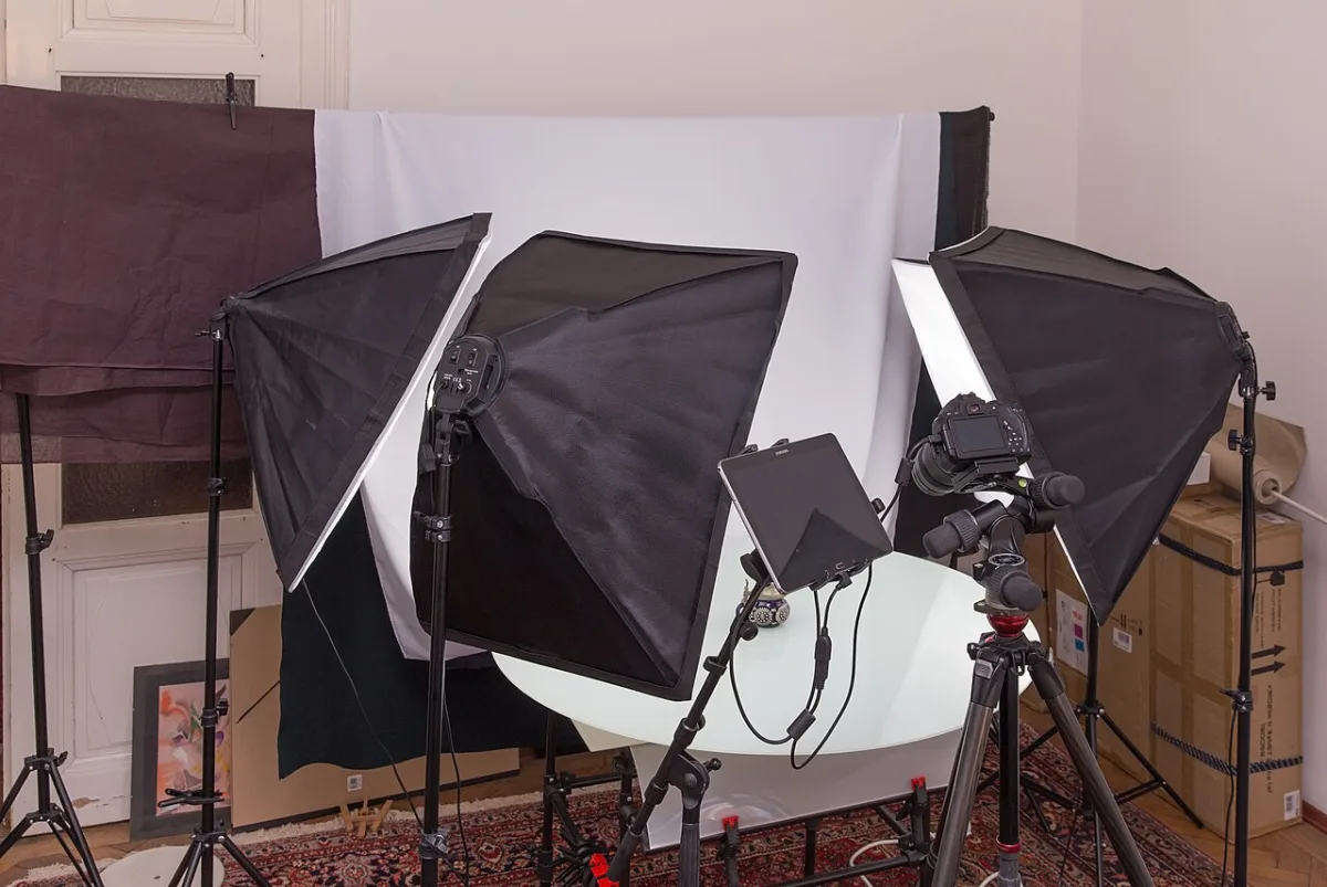 Productfotografie-opstelling in een studio