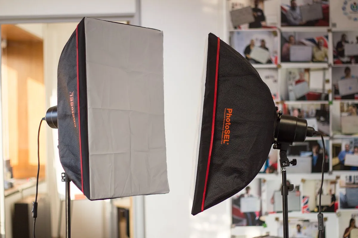 Studiobelichting met softboxen en statieven
